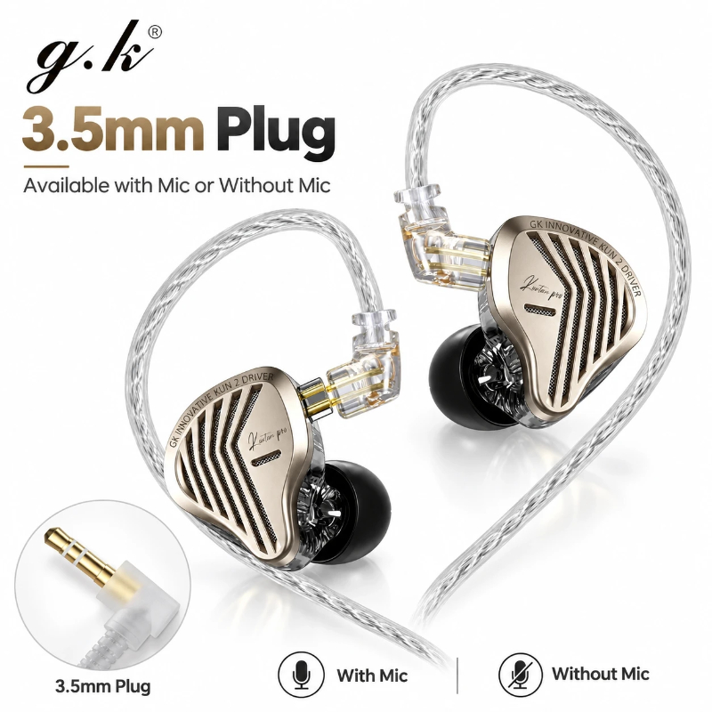 Audiophile Headphone Wired - Auriculares intrauditivos HiFi con controlador GK